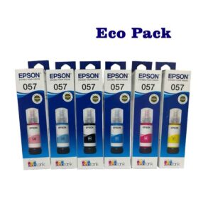 Original Epson 057 Ink Bottle Set (6 Colors – Black, Cyan, Magenta, Yellow, Light Cyan, Light Magenta)